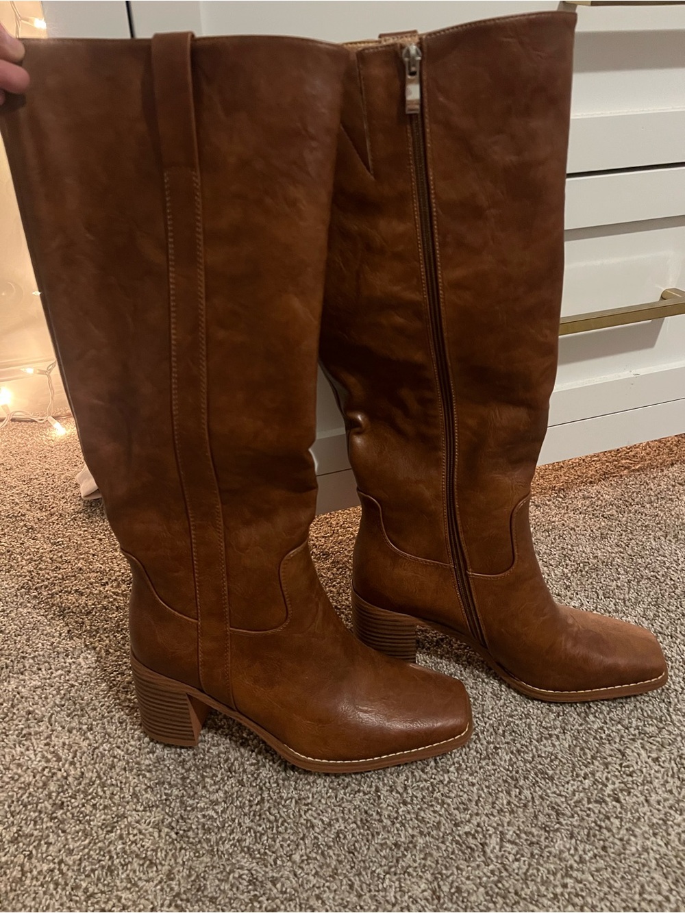 Classic Tall Riding Boots in Cognac Brown - Women